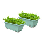 SOGA 49.5cm Green Rectangular Planter Vegetable Herb Flower Outdoor Plastic Box with Holder Balcony Garden Decor Set of 2 $ 42.90