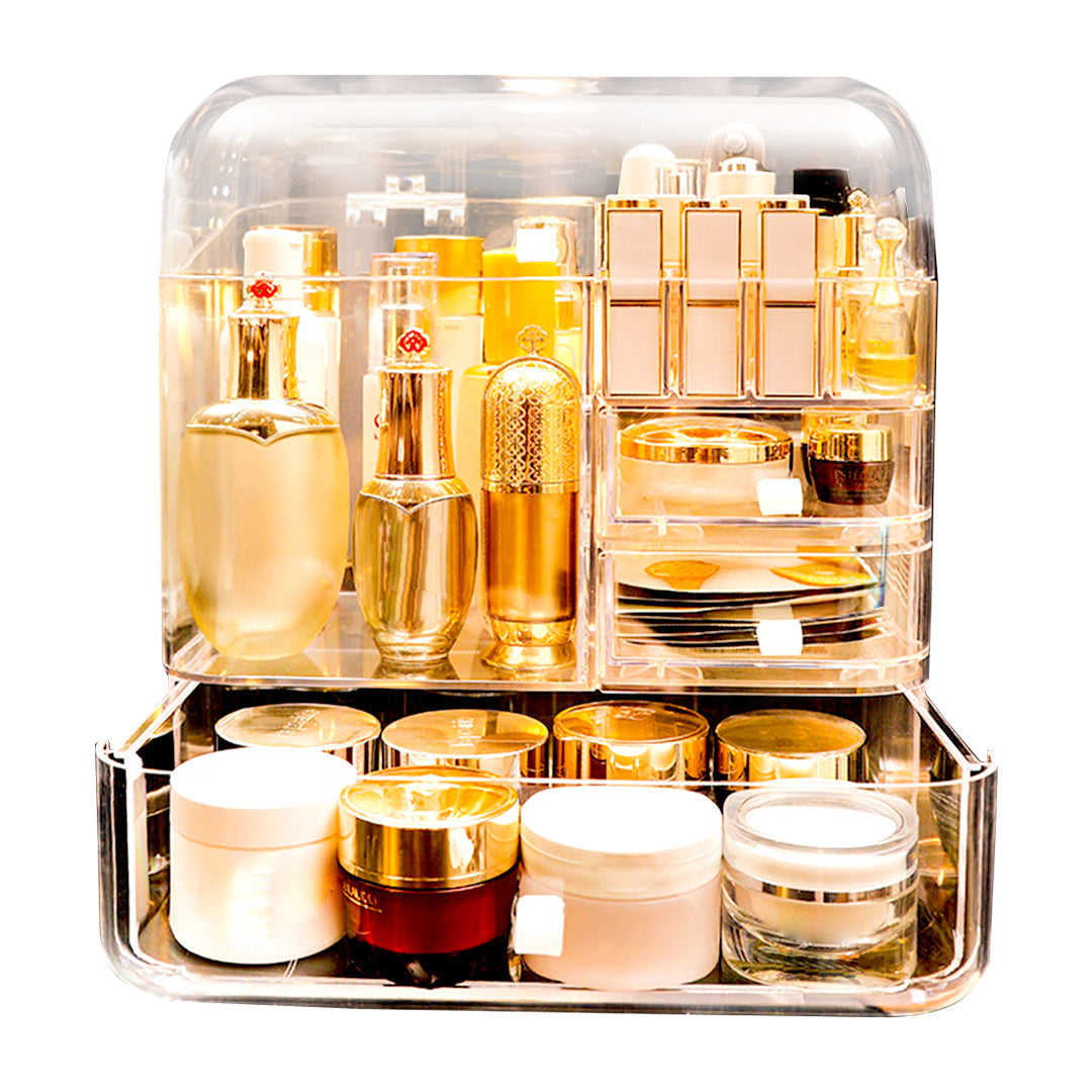 SOGA Transparent Cosmetic Storage Box Clear Makeup Skincare Holder with Lid Drawers Waterproof Dustproof Organiser $ 77.90