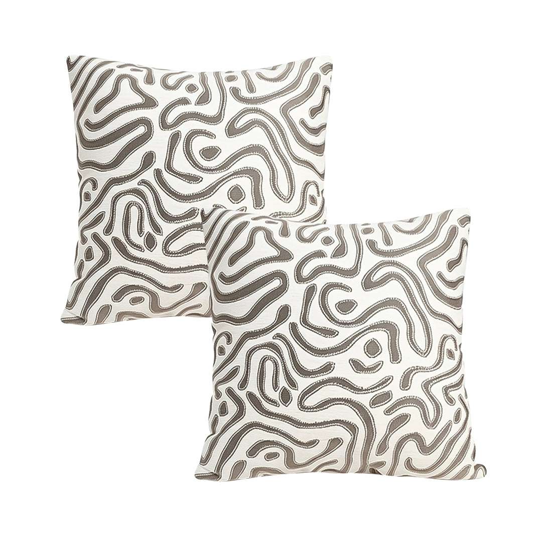 SOGA 2X 50cm Gray White Abstract Swirl Pattern Decorative Throw Pillow $ 140