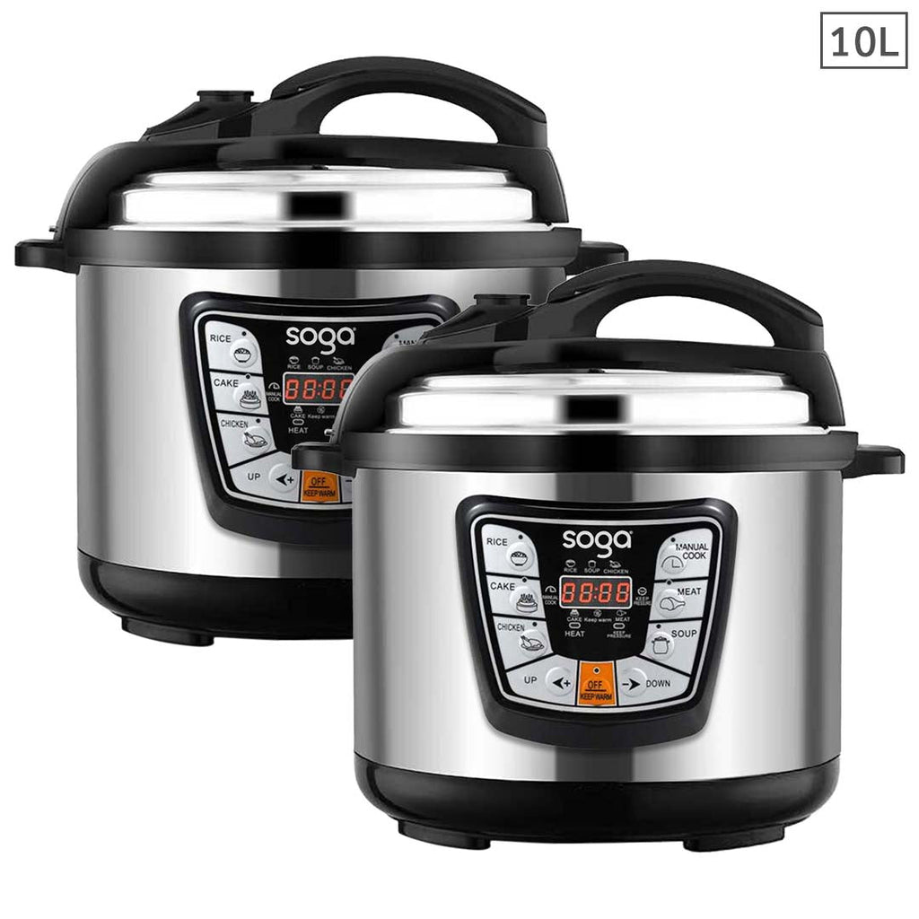 SOGA 2X Stainless Steel Electric Pressure Cooker 10L Nonstick 1600W $ 517.50