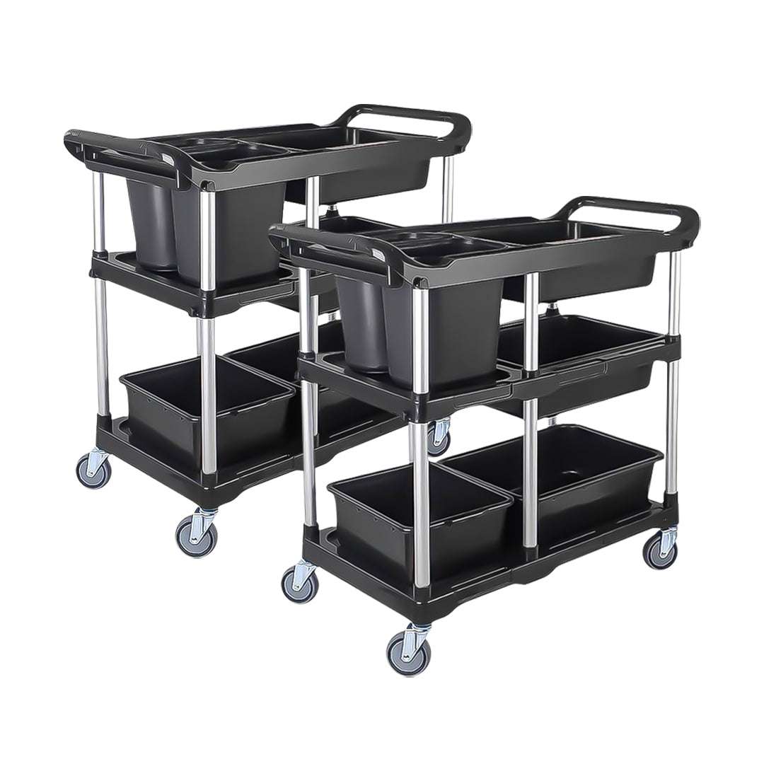 SOGA 2X Black 3-Tier Kitchen Utility Trolley Cart with 5 Buckets $ 560