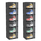 SOGA 2X 6 Tier Black Portable Shoe Organiser Sneaker Footwear Folding Plastic Bin Stackable Storage Box with Magnetic Door $ 323.50