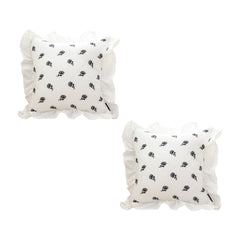 SOGA 2X 45cm Throw Pillow  White Ruffled Square Decorative Cushion for Rose Lovers Cozy Home Decor
