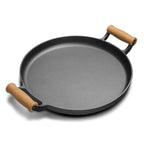 SOGA 35cm Cast Iron Frying Pan Skillet Steak Sizzle Fry Platter With Wooden Handle No Lid $ 88.90
