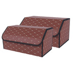 SOGA 2X Leather Car Boot Collapsible Foldable Trunk Cargo Organizer Portable Storage Box Coffee/Gold Stitch Large $ 92.90