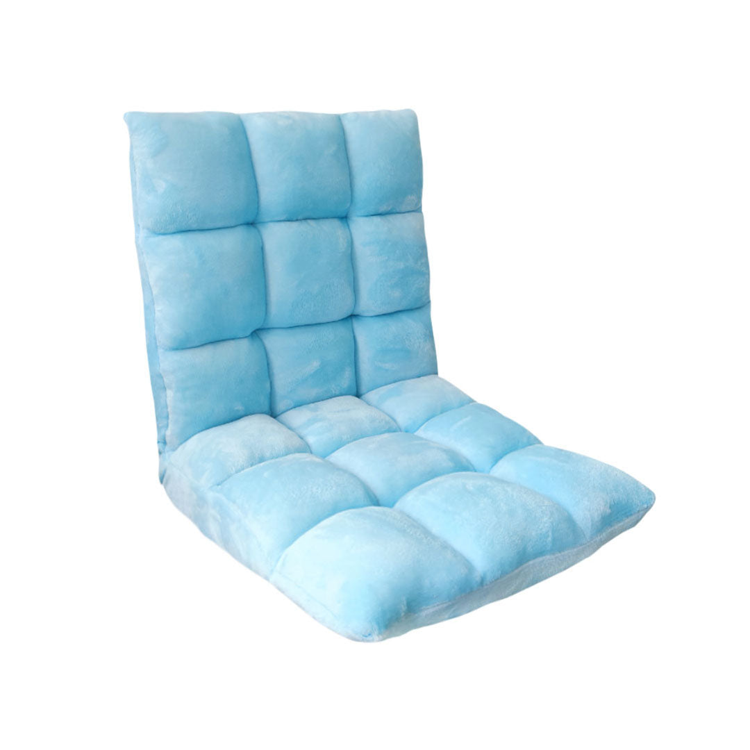 SOGA Floor Recliner Collapsible Lounge Sofa Couch Folding Chair Cushion Light Blue $ 94.50