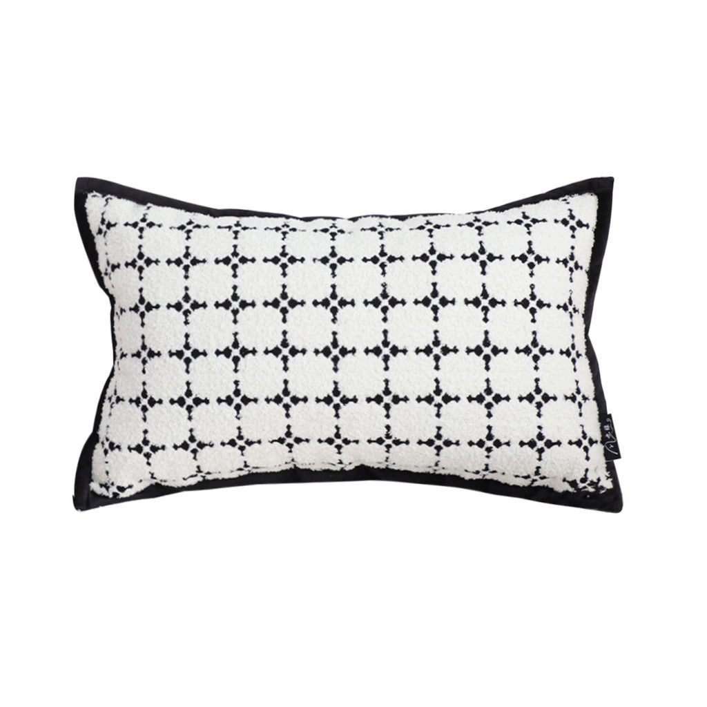 SOGA 35cm Moroccan Black Cross Pattern Black Trim Decorative Throw Pillow $ 62.50