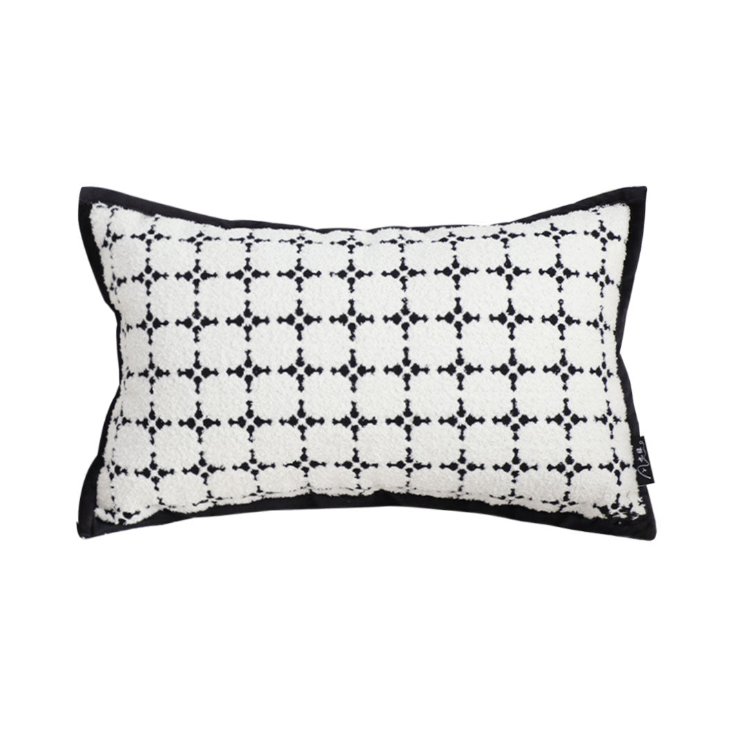 SOGA 35cm Moroccan Black Cross Pattern Black Trim Decorative Throw Pillow $ 62.50
