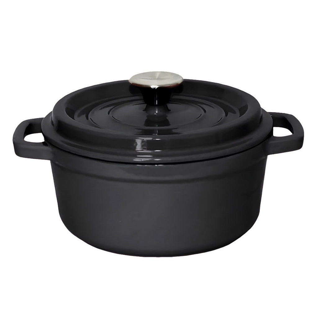 SOGA Cast Iron 24cm Stewpot Casserole Stew Cooking Pot With Lid 3.6L Black $ 99.90