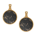 SOGA 2X 30cm Black Circle Wooden Serving Tray Slate Steak Serving Platter Chopping Board Paddle Home Decor $ 107.90