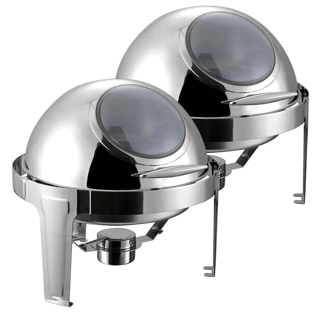 SOGA 2X 6L Round Chafing Stainless Steel Food Warmer with Glass Roll Top $ 594.90