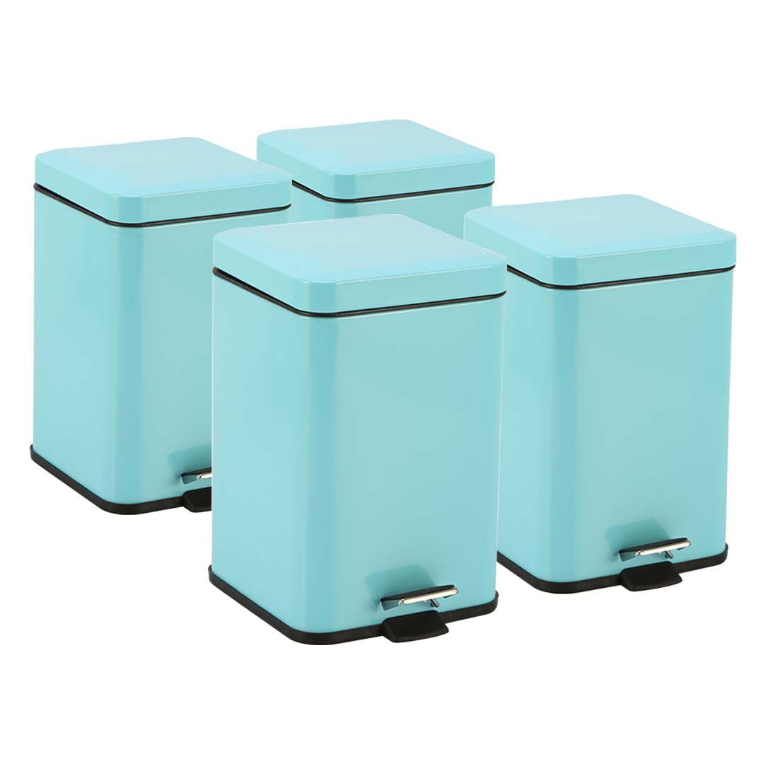 SOGA 4X Foot Pedal Stainless Steel Rubbish Recycling Garbage Waste Trash Bin Square 6L Blue $ 219.50