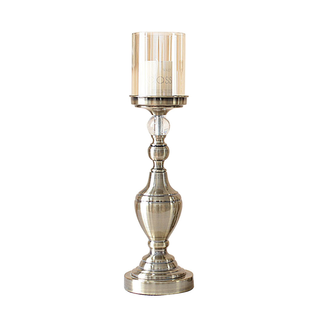 SOGA 43.3cm Glass Candlestick Candle Holder Stand Pillar Glass/Iron Metal $ 57.90