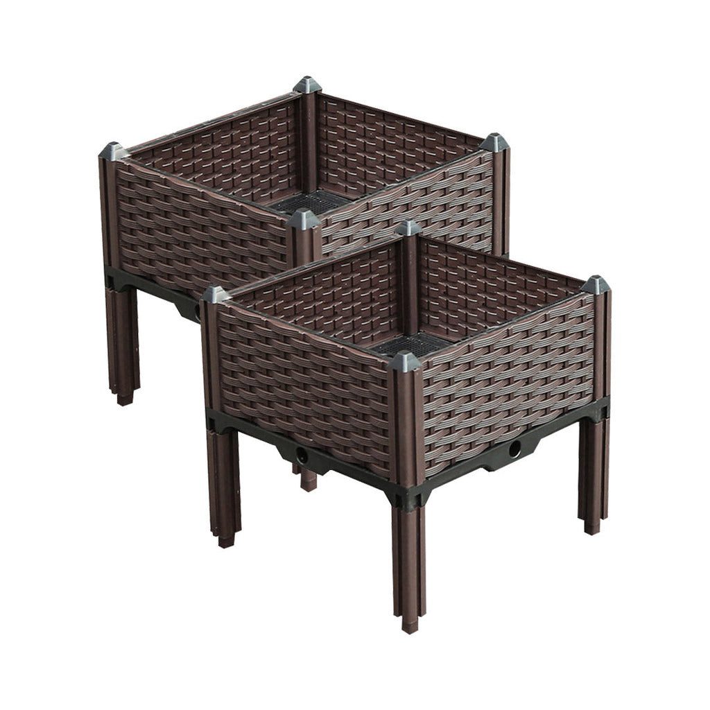 SOGA 2X 40cm Raised Planter Box Vegetable Herb Flower Outdoor Plastic Plants Garden Bed with Legs $ 65.50