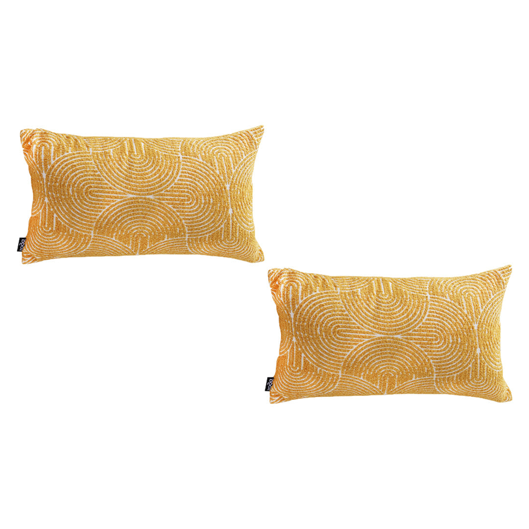 SOGA 2X 35cm Mustard Yellow Throw Pillow Geometric Indoor and Outdoor Corded for Home Decor $ 107.90