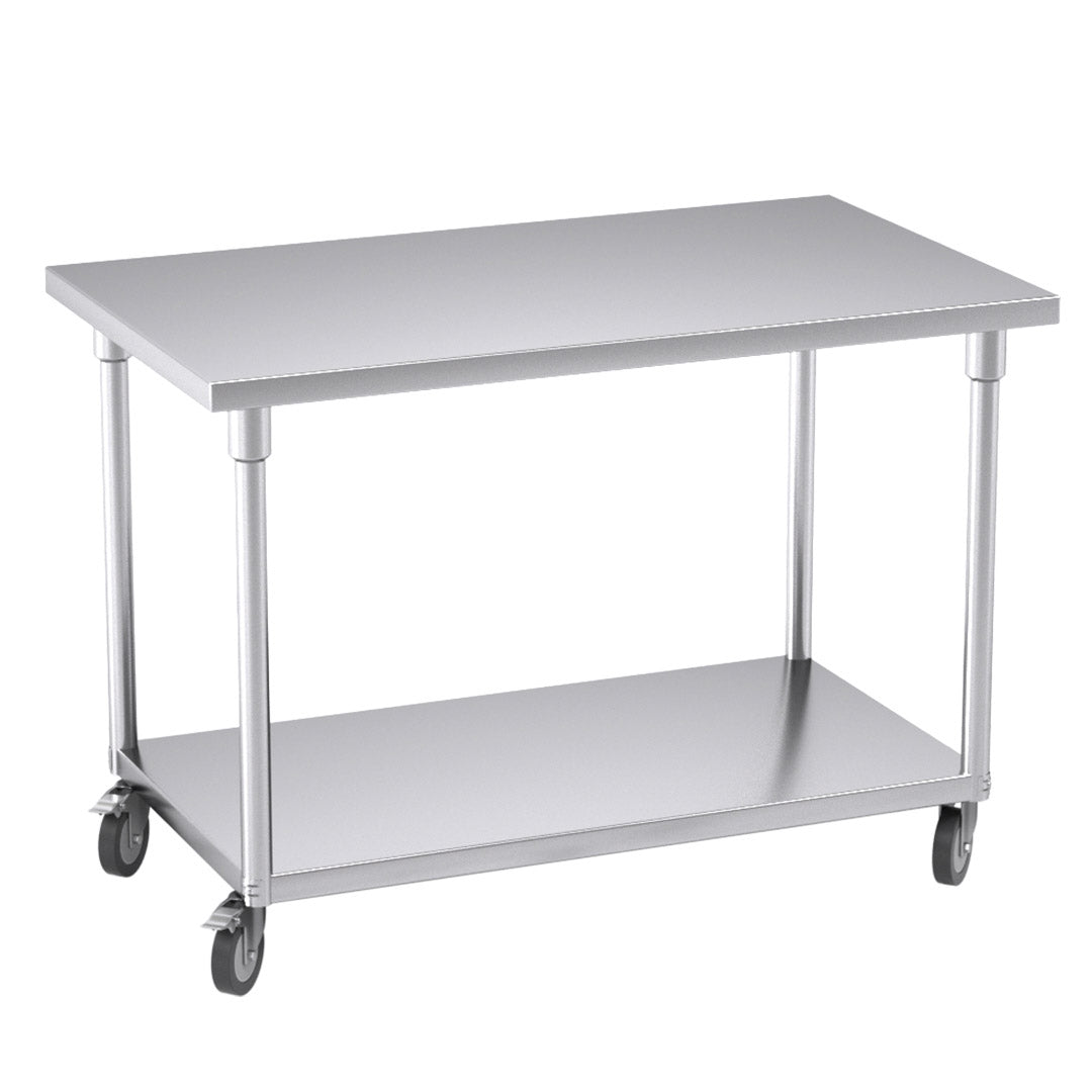 SOGA 120cm Commercial Catering Kitchen Stainless Steel Prep Work Bench Table with Wheels $ 746.90