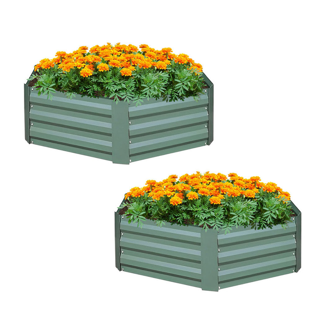 SOGA 2X 60cm Hexagon Shape Galvanised Raised Garden Bed Vegetable Herb Flower Outdoor Planter Box $ 226.90