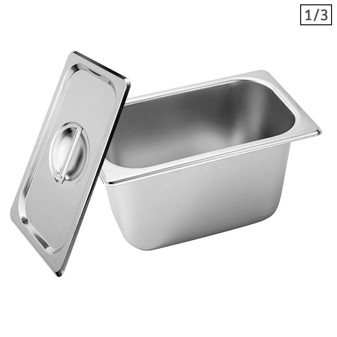 SOGA Gastronorm GN Pan Full Size 1/3 GN Pan 15cm Deep Stainless Steel Tray With Lid $ 44.50