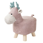 SOGA Pink Children Bench Deer Character Round Ottoman Stool Soft Small Comfy Seat Home Decor $ 33.50