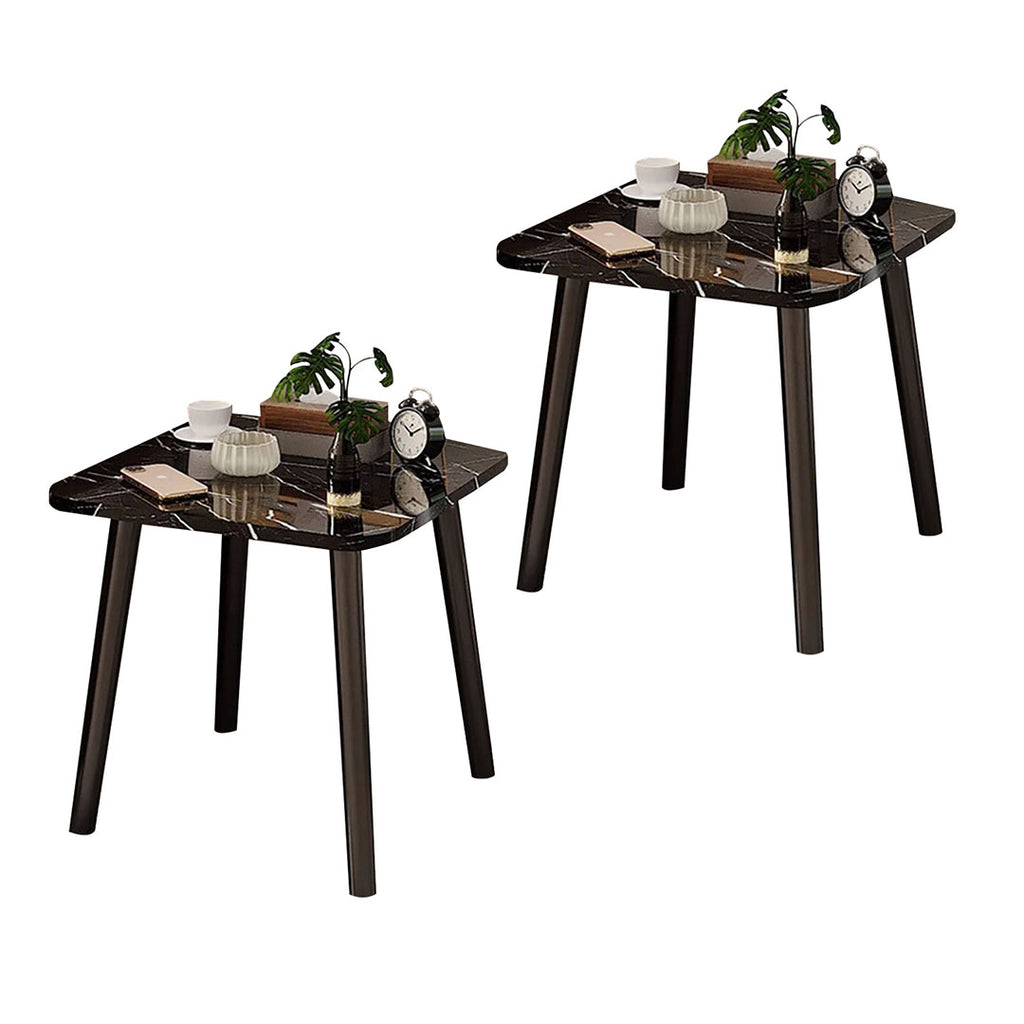 SOGA 2X 40cm Black Ceramic Table Stone Pattern Compact Modern Design with Black Legs
