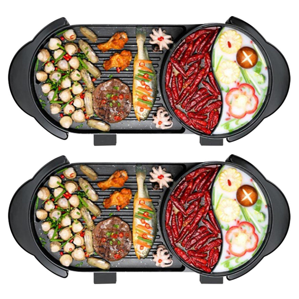 SOGA 2X 2 in 1 Electric Non-Stick BBQ Teppanyaki Grill Plate Steamboat Dual Sided Hotpot $ 272.50