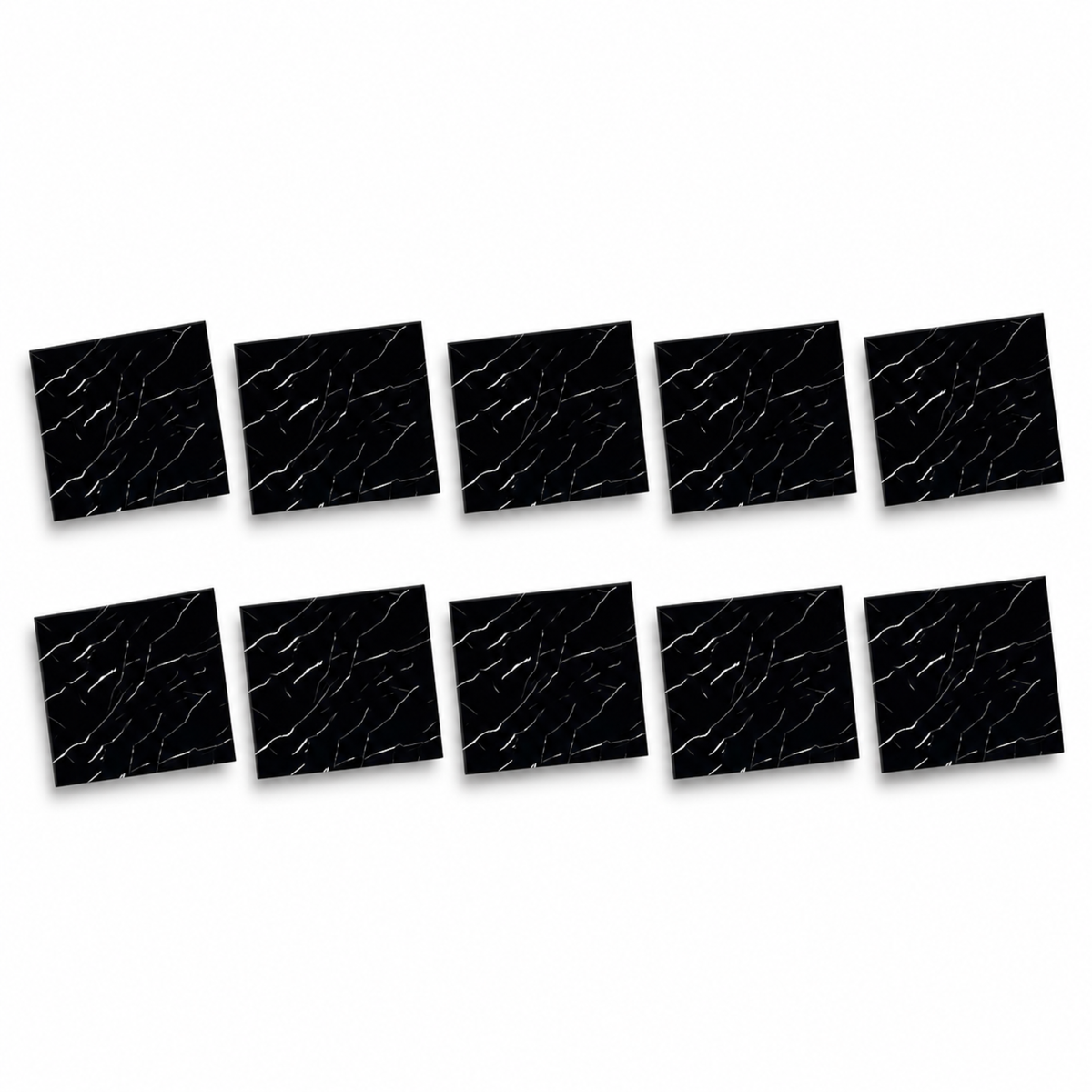 SOGA Peel & Stick Floor and Wall Tiles 60 x 60cm 10 Pack Black Faux Marble
