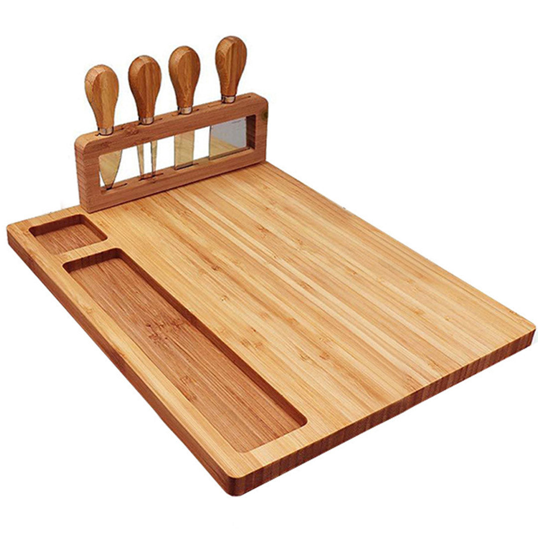 SOGA 36cm Brown Rectangular Wood Cheese Board Charcuterie Serving Tray with Knife Set Countertop Decor $ 46.90