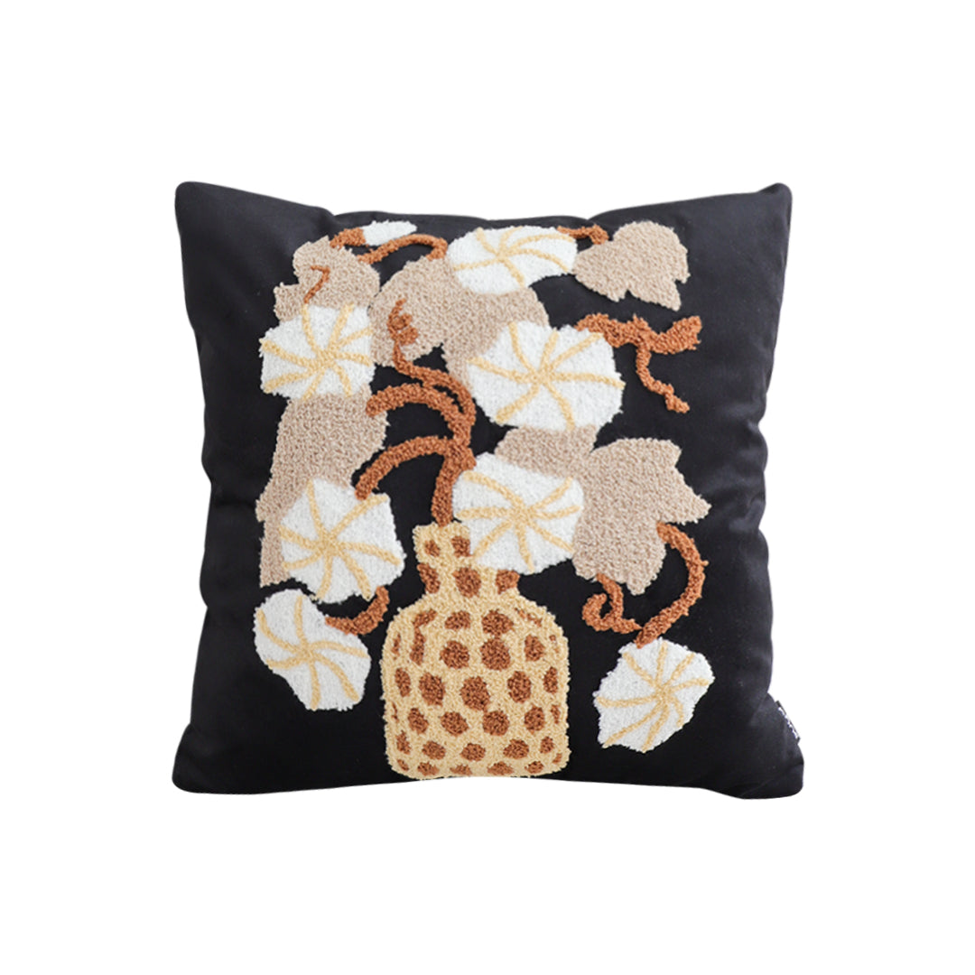 SOGA 45cm Black Gold Wicker Basket Floral Embroidered Throw Pillow $ 61.50