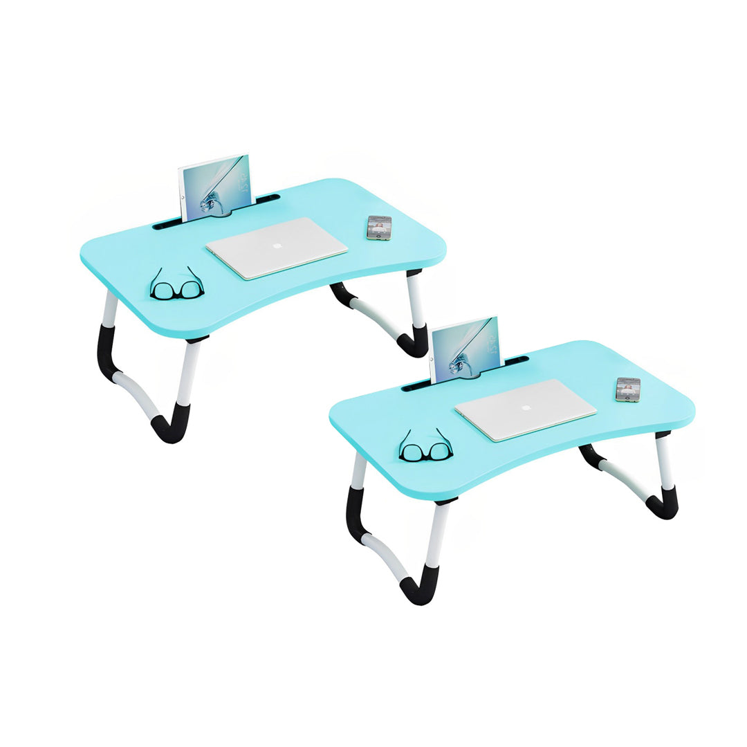 SOGA 2X Blue Portable Bed Table Adjustable Foldable Bed Sofa Study Table Laptop Mini Desk with Notebook Stand Card Slot Holder Home Decor $ 83.90