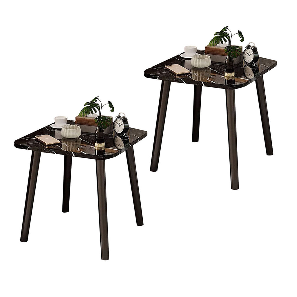 SOGA 2X 40cm Black Ceramic Table Stone Pattern Compact Modern Design with Black Metal Legs $ 140.50