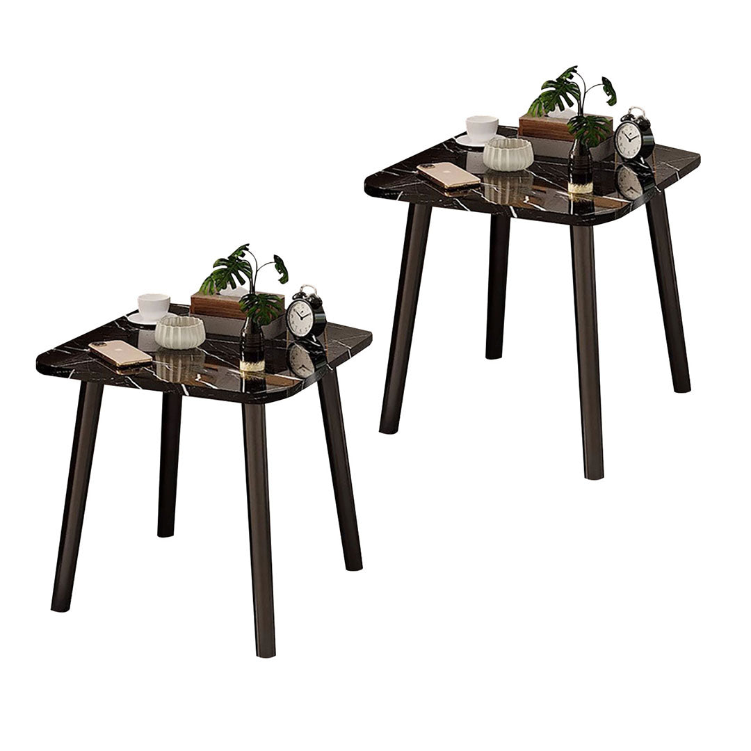 SOGA 2X 40cm Black Ceramic Table Stone Pattern Compact Modern Design with Black Metal Legs $ 140.50