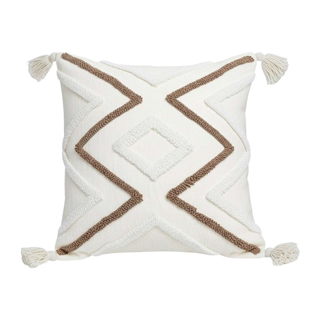 SOGA Boho Tufted Cushion 45cm Tassel White Brown Geometric Decorative Throw Pillow $ 72
