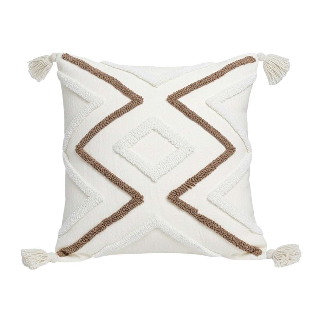 SOGA Boho Tufted Cushion 45cm Tassel White Brown Geometric Decorative Throw Pillow $ 72