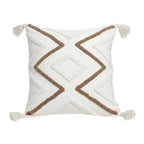 SOGA Boho Tufted Cushion 45cm Tassel White Brown Geometric Decorative Throw Pillow $ 72