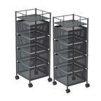 SOGA 2X 4 Tier Steel Square Rotating Kitchen Cart Multi-Functional Shelves Storage Organizer with Wheels $ 215.50