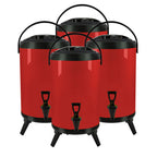 SOGA 4X 16L Stainless Steel Insulated Milk Tea Barrel Hot and Cold Beverage Dispenser Container with Faucet Red