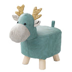 SOGA Green Children Bench Deer Character Round Ottoman Stool Soft Small Comfy Seat Home Decor $ 33.50