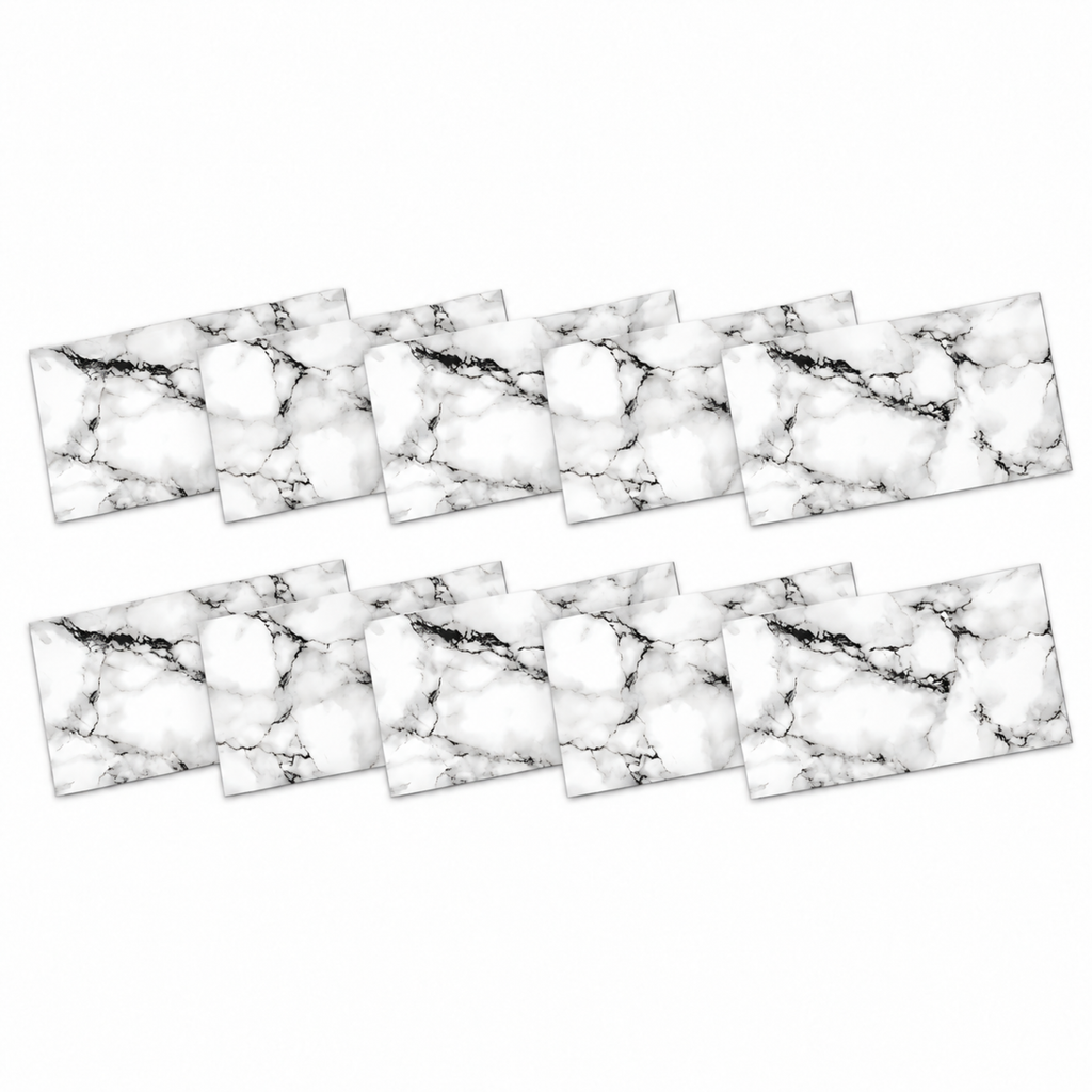 SOGA Peel & Stick Floor and Wall Tiles 30 x 60cm 10 Pack Black White Faux Marble