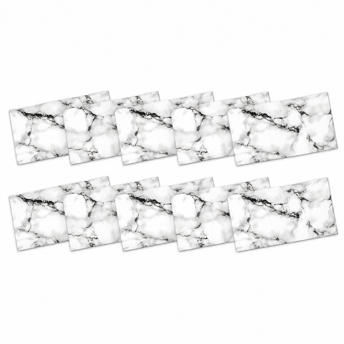SOGA Peel & Stick Floor and Wall Tiles 30 x 60cm 10 Pack Black White Faux Marble