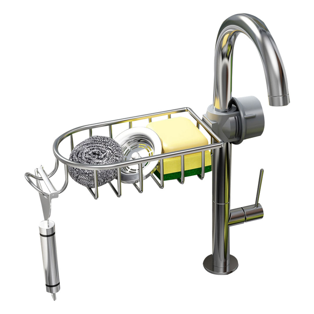 SOGA Silver Single Kitchen Sink Organiser Faucet Soap Sponge Caddy Rack Storage Drainer $ 28.90