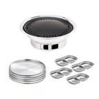 SOGA Kitchenware Bundle – Silver Grilling Plate, Divided Sauce Pan & Portable Charcoal BBQ Grill $ 142