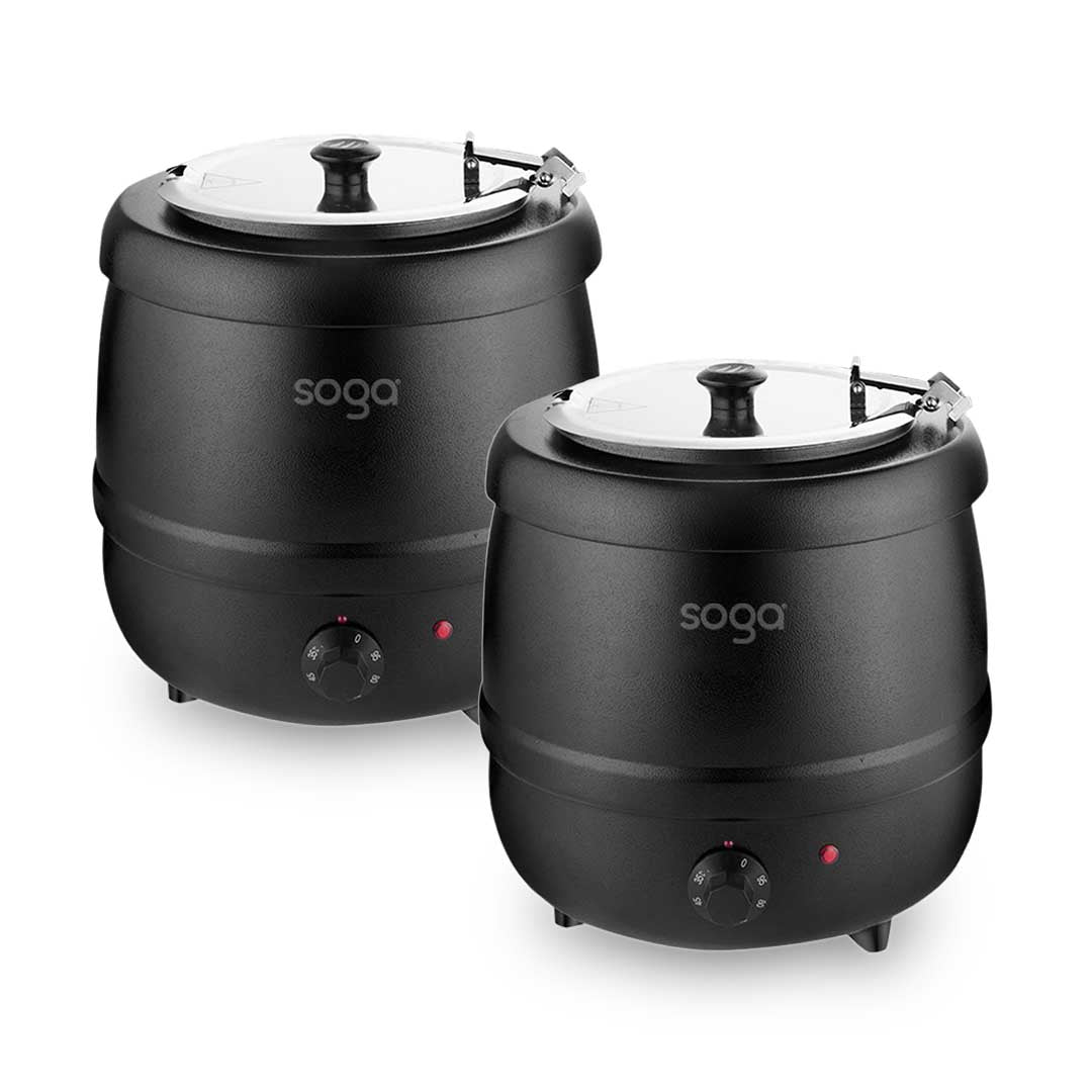 SOGA 2X 10L Soup Kettle Commercial Soup Pot Electric Soup Maker Black $ 327.90