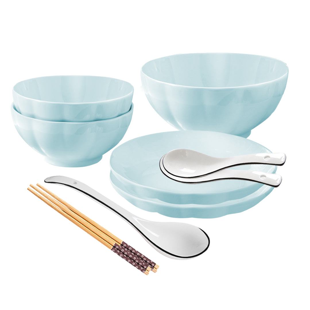 SOGA Light Blue Japanese Style Ceramic Dinnerware Crockery Soup Bowl Plate Server Kitchen Home Decor Set of 5 $ 57.90