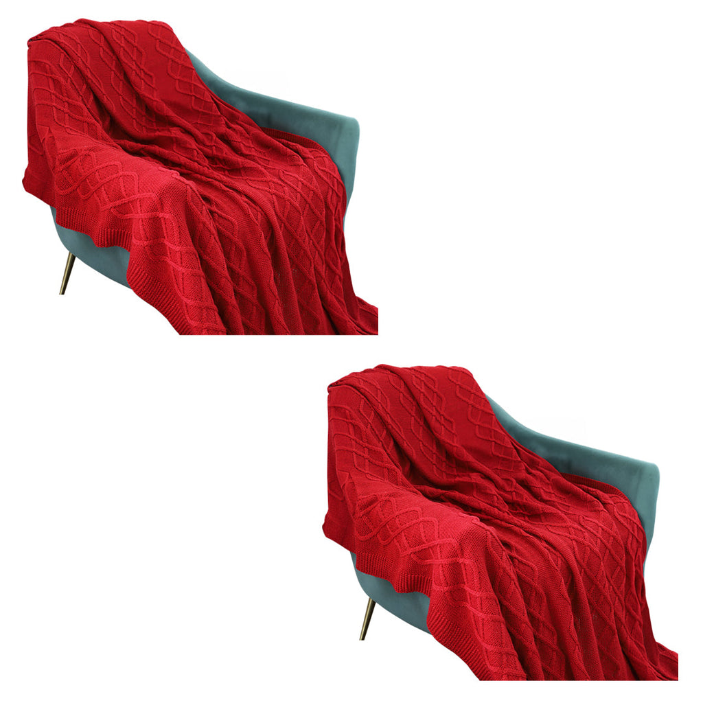 SOGA 2X 130x180cm Throw Blanket Red Christmas Chunky Yarn Woven Decorative Cozy Knit for Holiday Home Decor $ 205.50