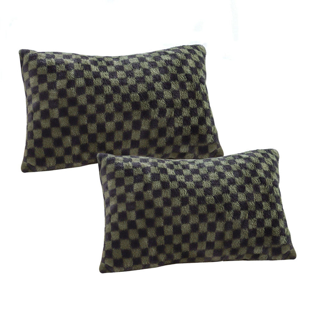 SOGA 2X 30cm Urban Light Luxury Dark Green Checkered Lumbar Throw Pillow $ 107.90