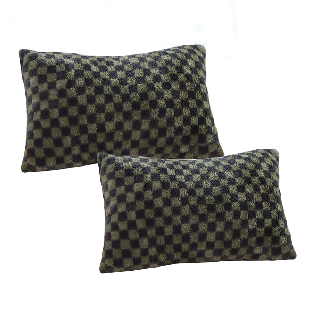 SOGA 2X 30cm Urban Light Luxury Dark Green Checkered Lumbar Throw Pillow $ 107.90