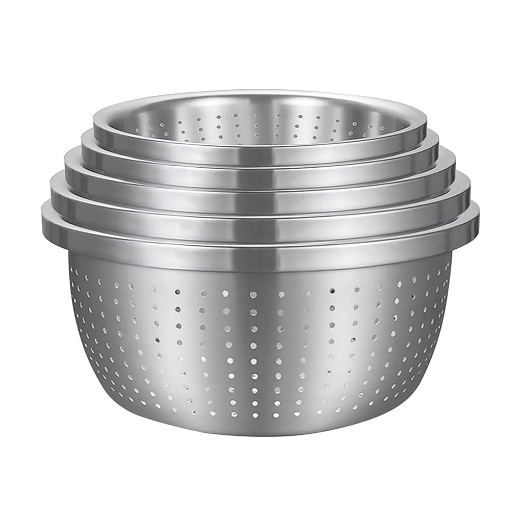 SOGA Stainless Steel Nesting Basin Colander Perforated Kitchen Sink Washing Bowl Metal Basket Strainer Set of 5 $ 118.90