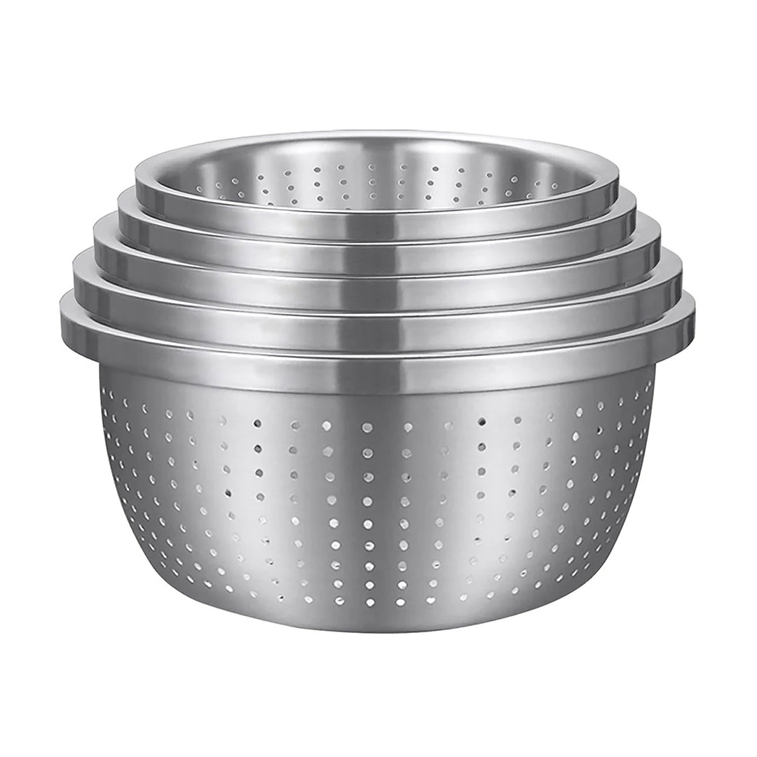 SOGA Stainless Steel Nesting Basin Colander Perforated Kitchen Sink Washing Bowl Metal Basket Strainer Set of 5 $ 118.90