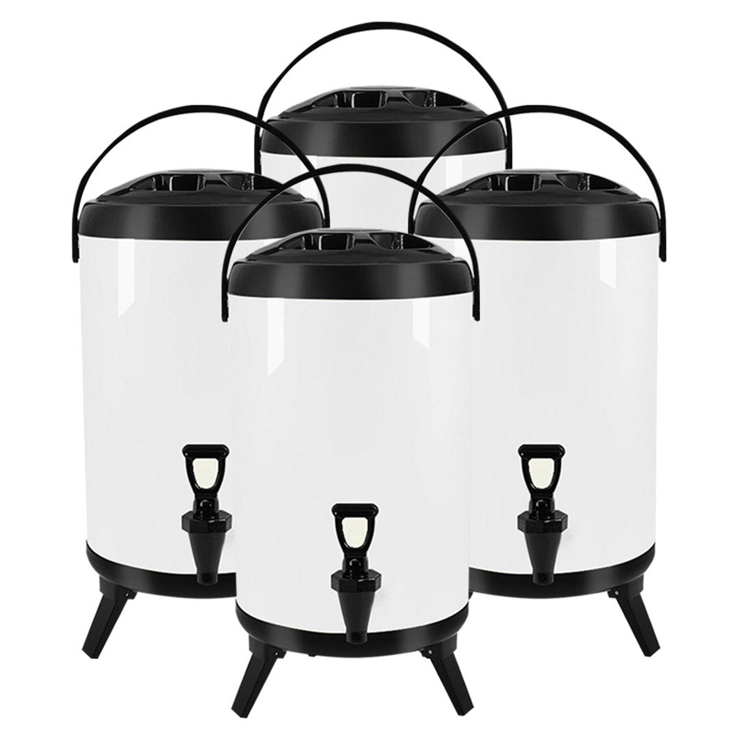 SOGA 4X 14L Stainless Steel Insulated Milk Tea Barrel Hot and Cold Beverage Dispenser Container with Faucet White $ 379.90