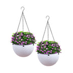 SOGA 2X White Large Hanging Resin Flower Pot Self Watering Basket Planter $ 79.90